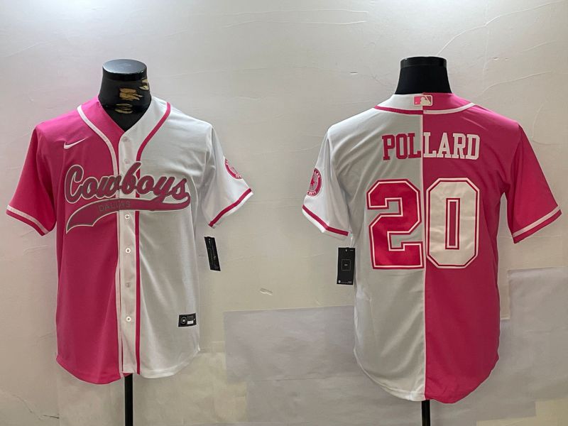 Men Dallas Cowboys 20 Pollard white pink Joint Name 2024 Nike Limited NFL Jersey style 6